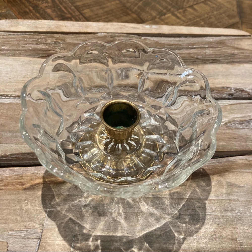 BEAUTIFUL VINTAGE MASTER PIECE GLASS AND BRASS TAPER CANDLE HOLDER